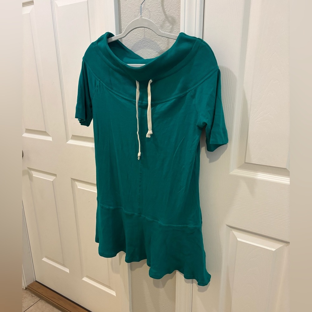 FREE PEOPLE Teal Dress with Drawstring Collar New XS beach NWOT NEW BUNDLE!